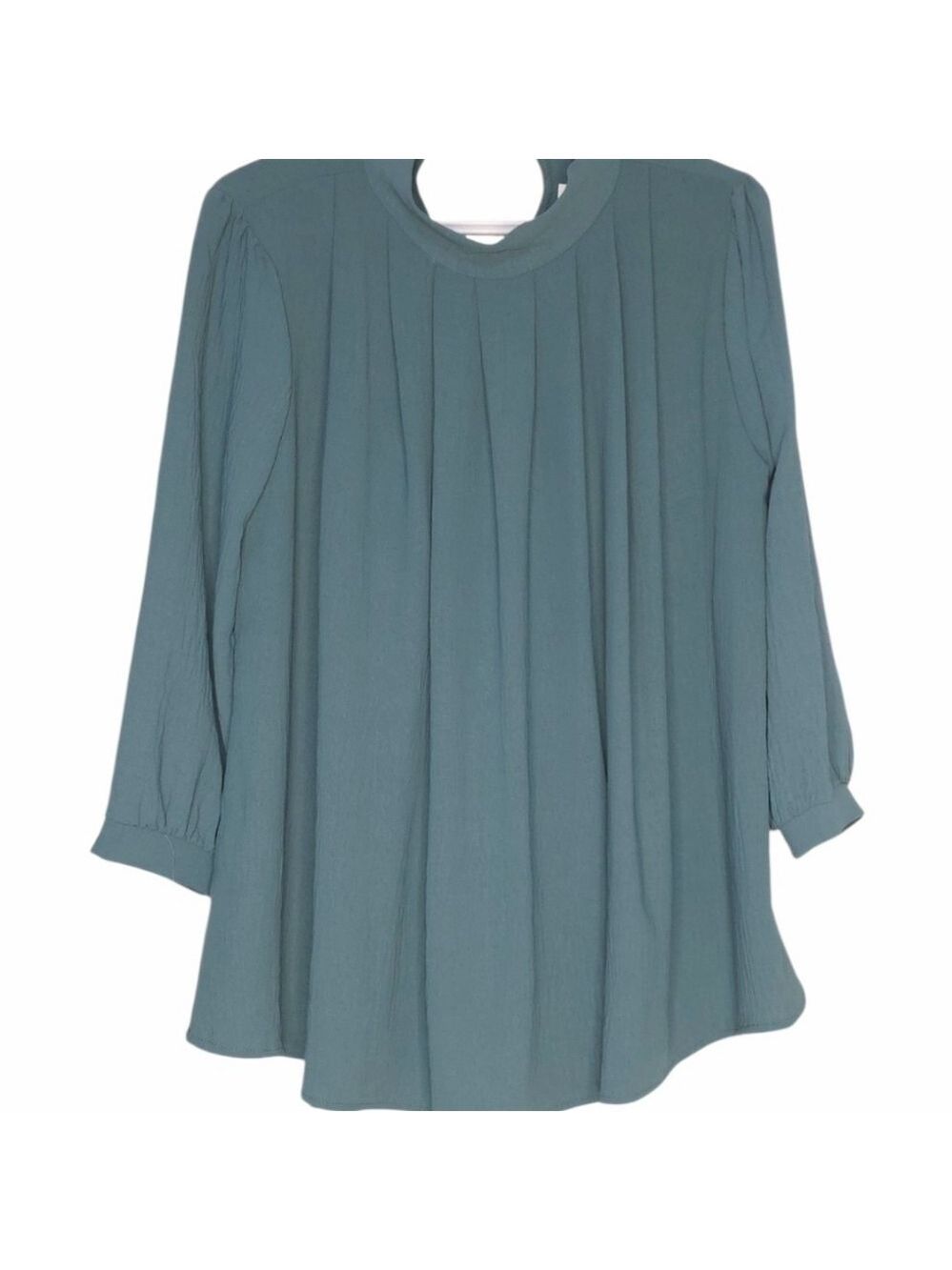 NWT Ces Femme Green Pleated Workwear Blouse Large | Business Casual Top